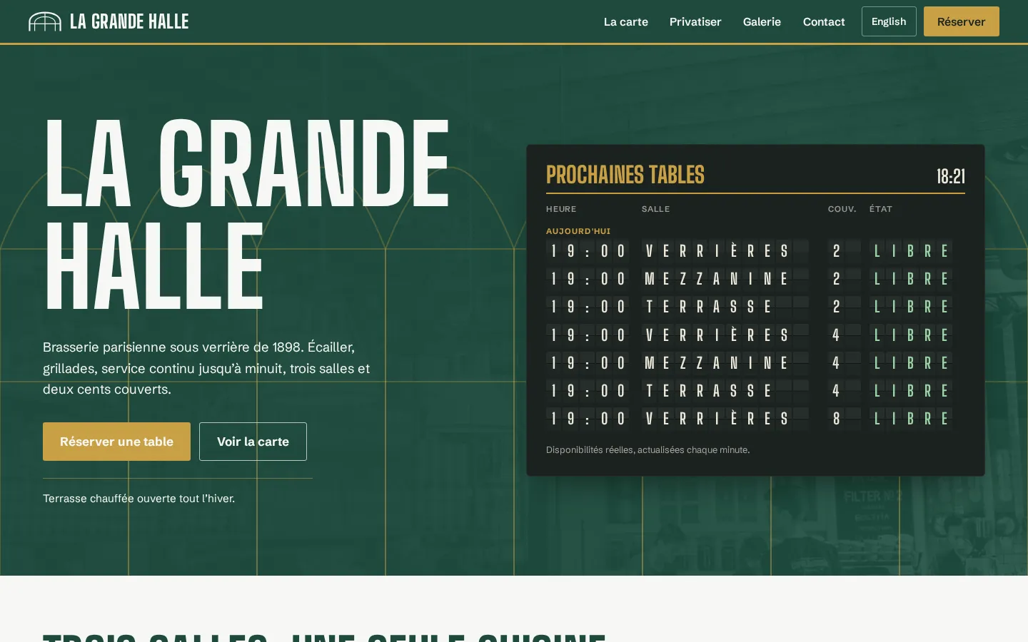 Page d’accueil de La Grande Halle, version ordinateur